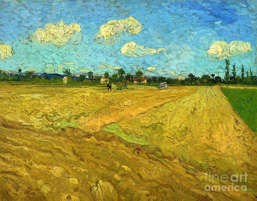 Vincent van Gogh - Ploughed Fields or The Furrows Painting by Alexandra Arts