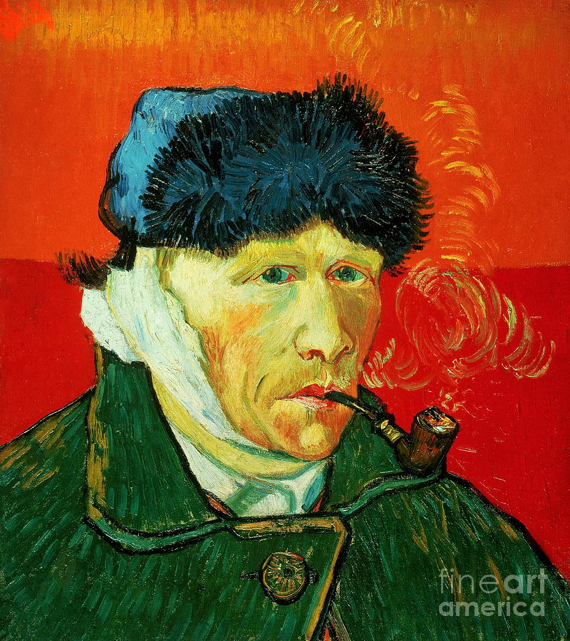 Vincent van Gogh - Self-Portrait with Bandaged Ear and Pipe  Painting by Alexandra Arts