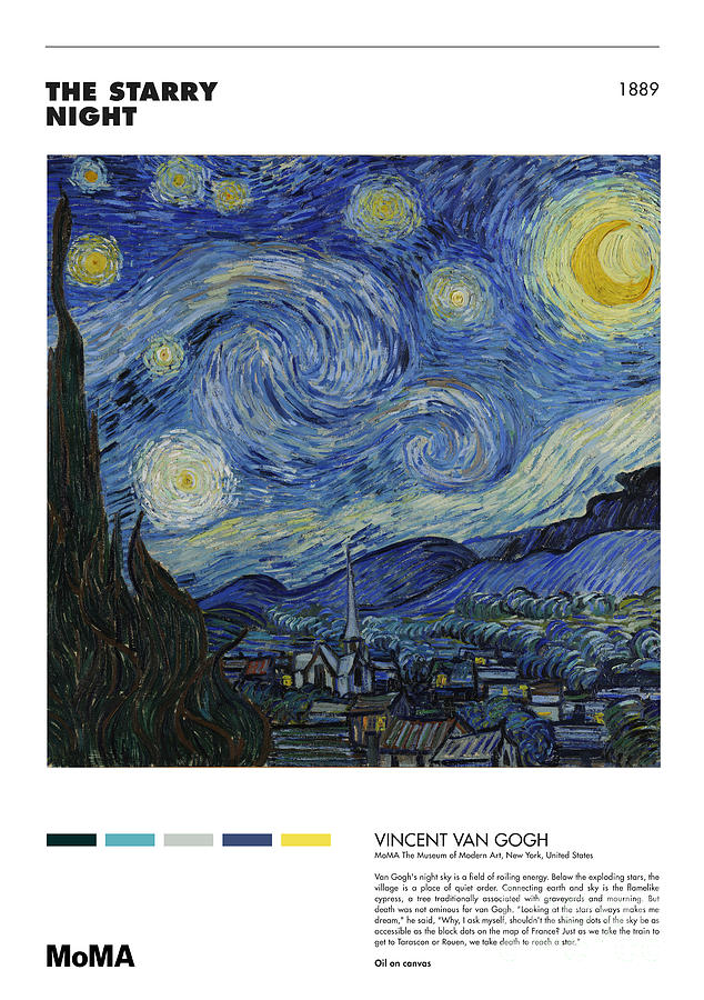 Vincent Gogh - Starry Night - Minimalist Art Poster Series Digital Art by Francisco Couto