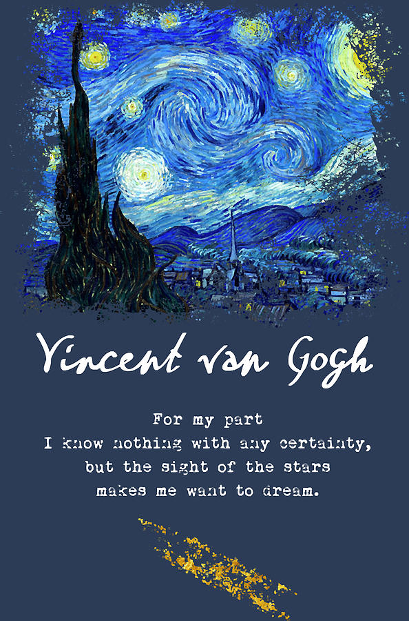 Vincent Van Gogh Starry Night Poem E Signature Classic Digital Art By Dai Doan