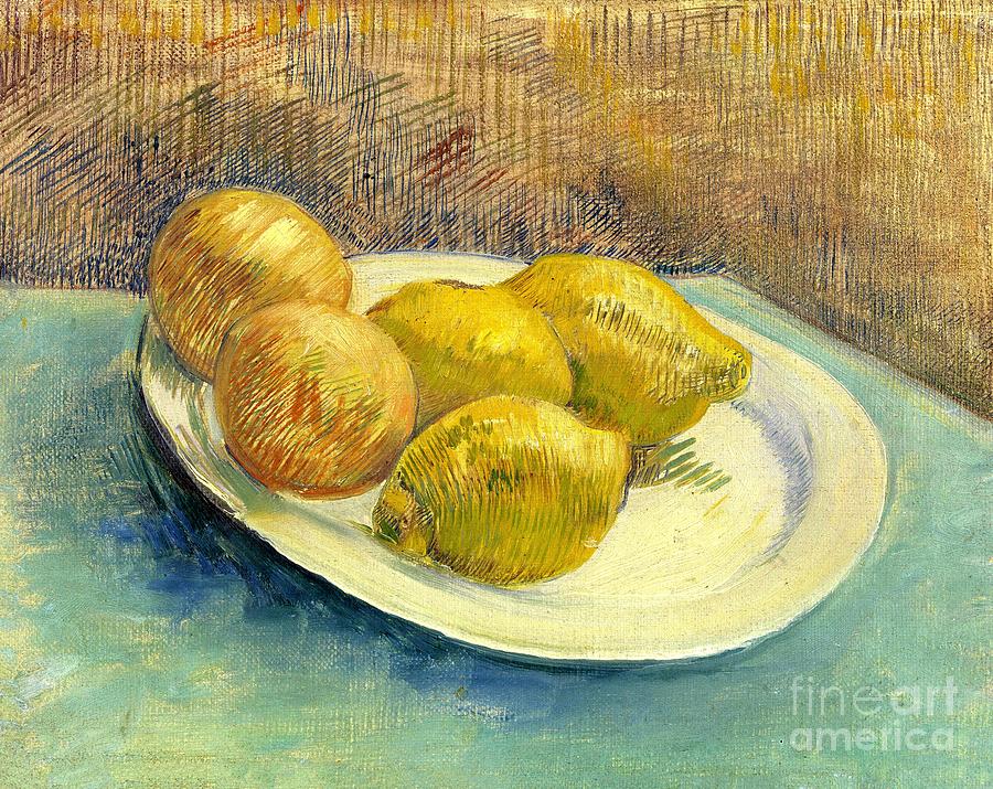 Vincent van Gogh - Still Life with Lemons on a Plate Painting by Alexandra Arts
