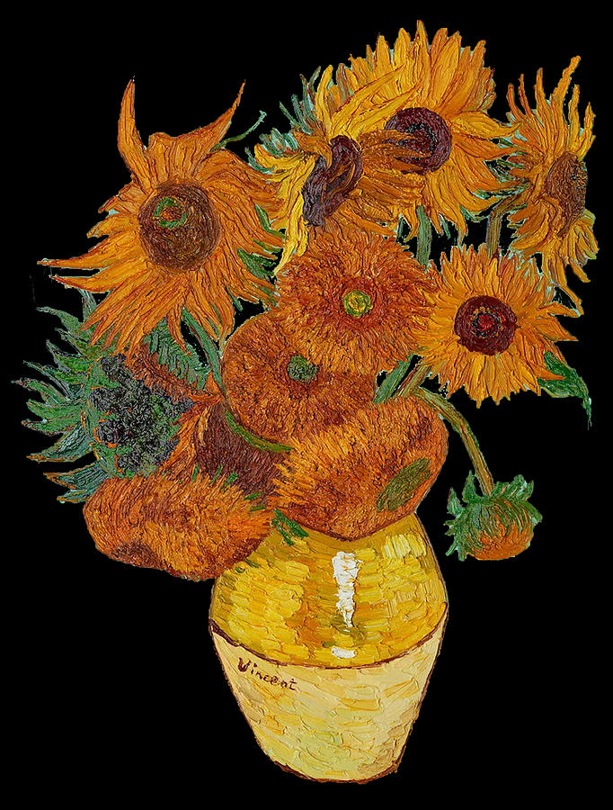 Vincent Van Gogh Sunflowers Sun Flowers T-Shirt Painting by Tony Rubino