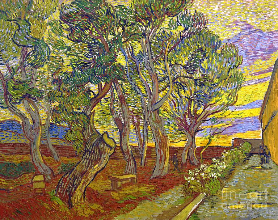 Vincent van Gogh - The garden of Saint Paul Hospital Painting by Alexandra Arts