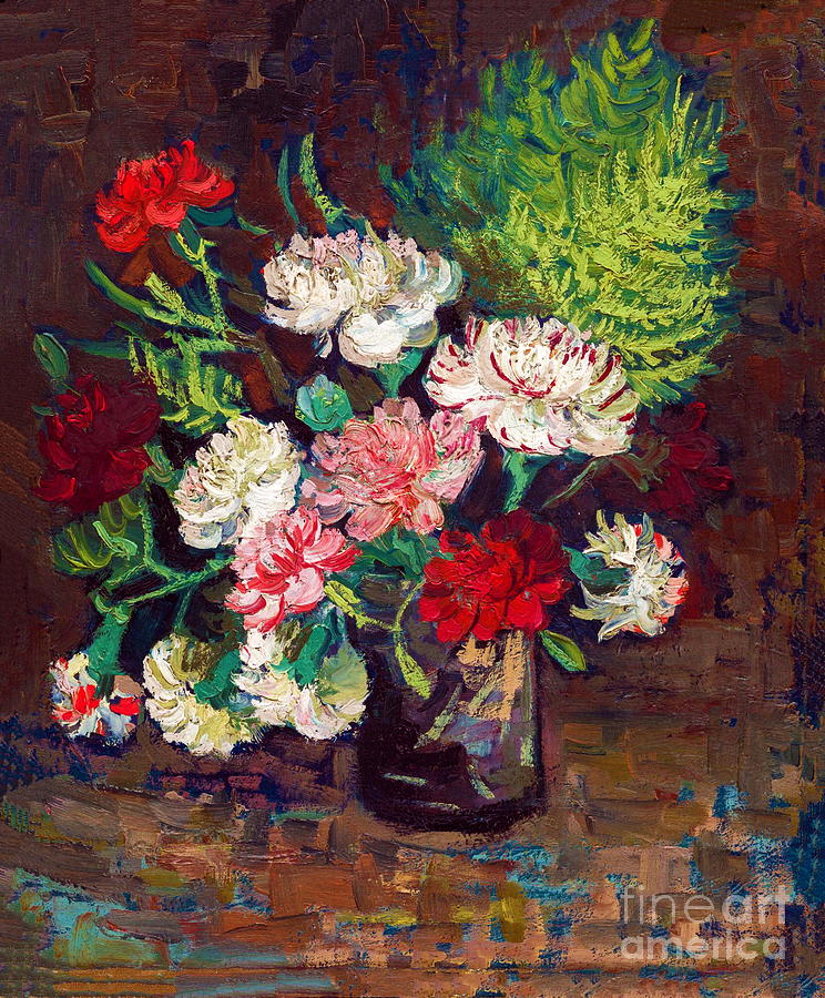 Vincent van Gogh - Vase with Carnations Painting by Alexandra Arts