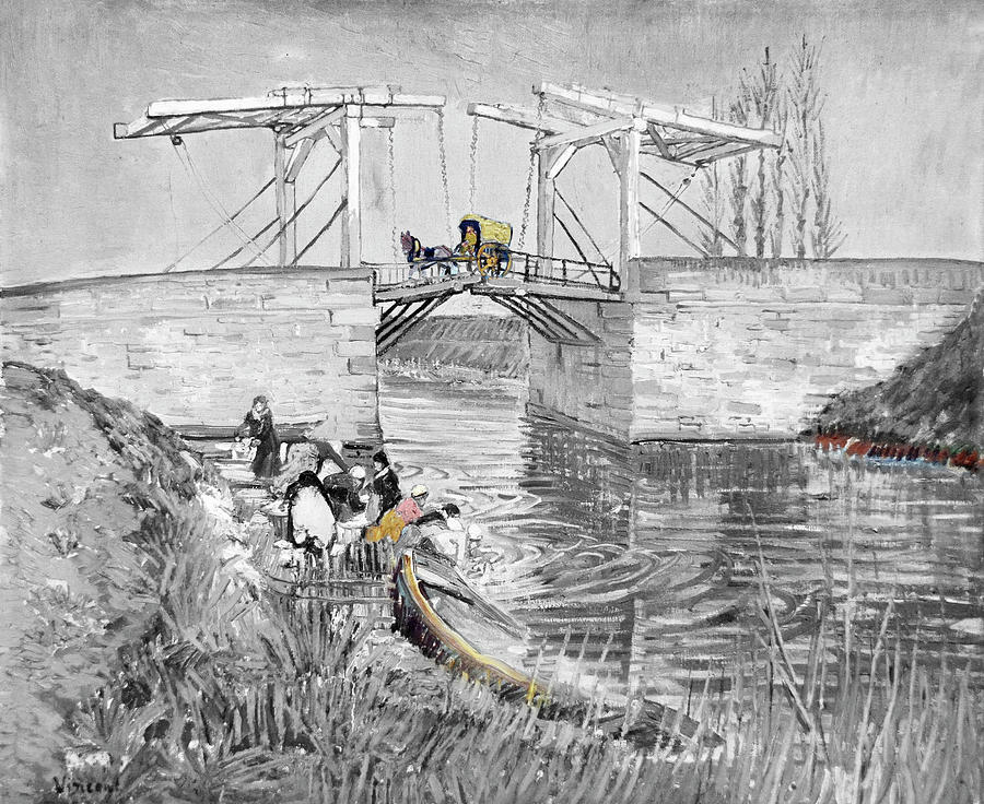 Vincent van Goghs The Langlois Bridge at Arles Colorized Painting by Bob Pardue