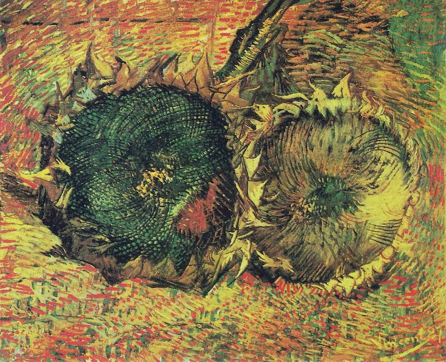 Vincent van Gogh's Two Cut Sunflowers 1887 famous painting Painting by ...