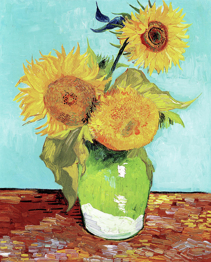 Vincent van Goghs Vase with Three Sunflowers 1888 Painting by Bob Pardue