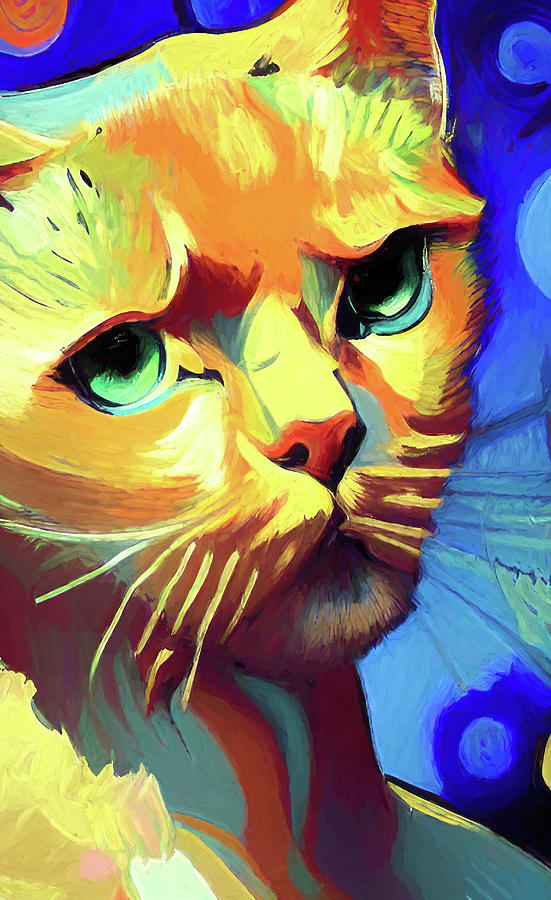 Cat Digital Art - Vincent Van Meow by Pamela Cooper