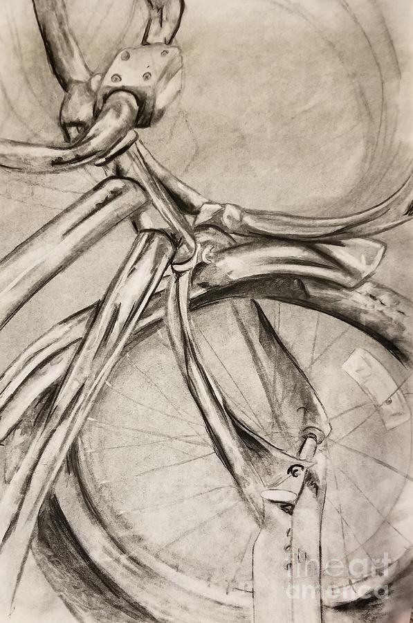 Vine Charcoal Bicycle Drawing by Expressions By Stephanie