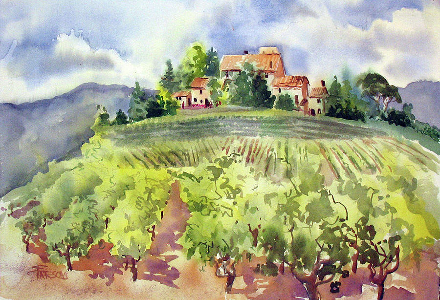Vineyard At Les Aliberts, France Painting by Sheila Parsons