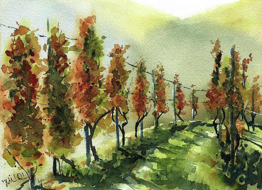 Vineyard in Douro Valley Portugal Painting by Dora Hathazi Mendes