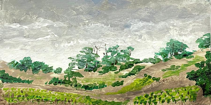 Vineyard in the Rain Painting by Masha Batkova