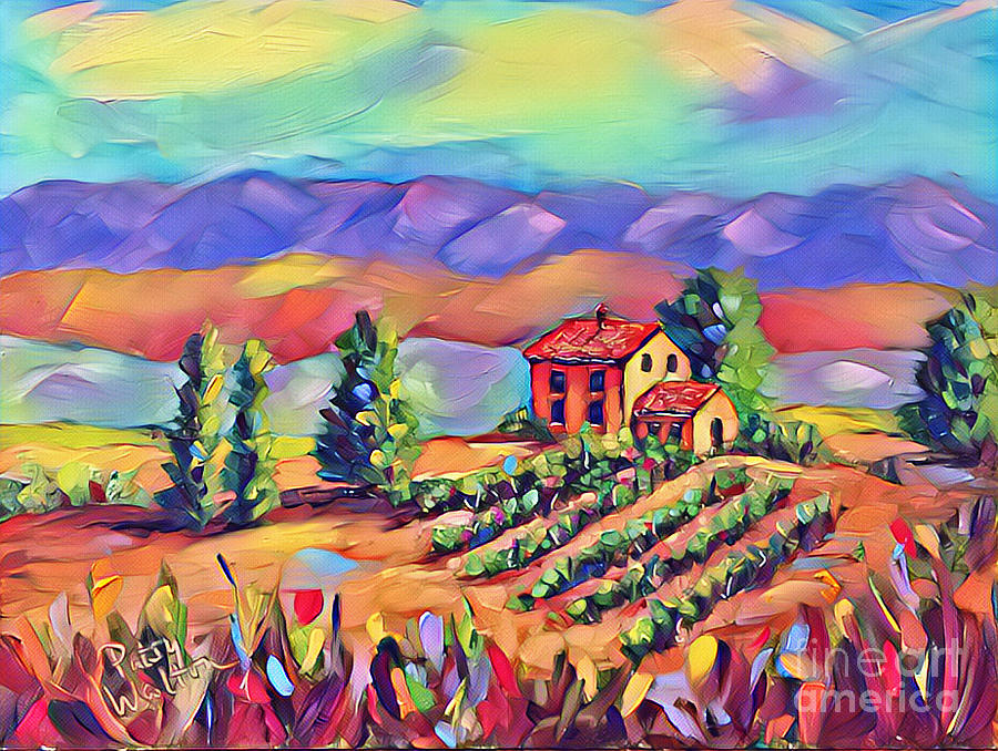Vineyard in Tuscany Painting by Patsy Walton