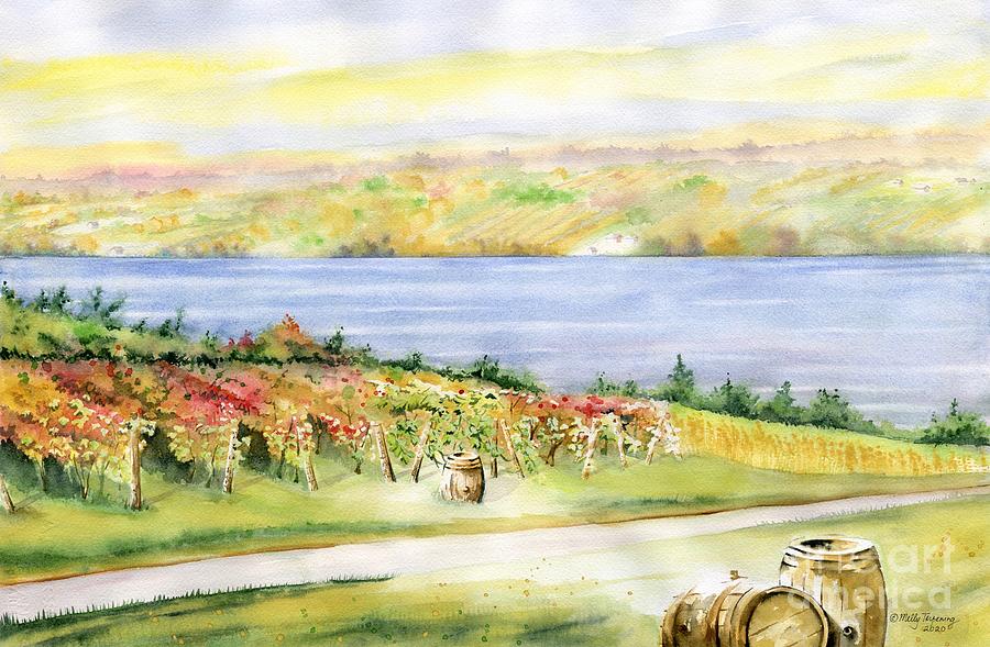 Wine Painting - Vineyard Vista  by Melly Terpening
