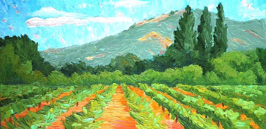 Vineyards in St. Andre de Cruzieres Painting by Marian Berg