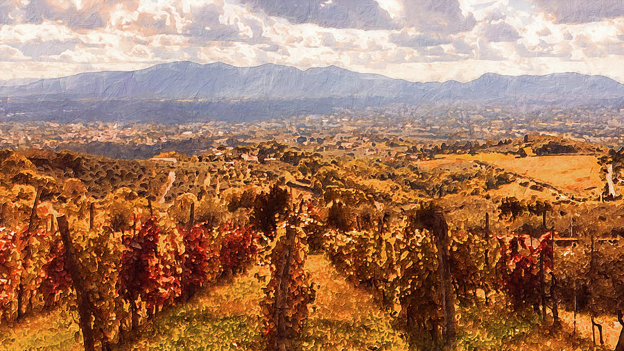 Vineyards in Tuscany - 04 Painting by AM FineArtPrints