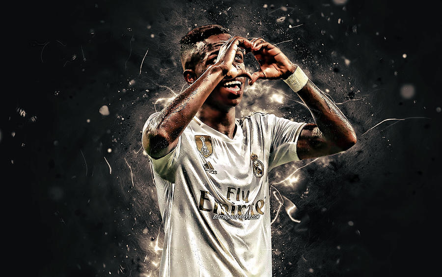 Vinicius Junior Goal Brazilian Footballers Real Madrid FC Neon Lights ...