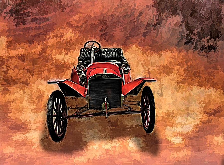 Vintage 1907 Model S Ford Roadster Mixed Media by Joan Stratton