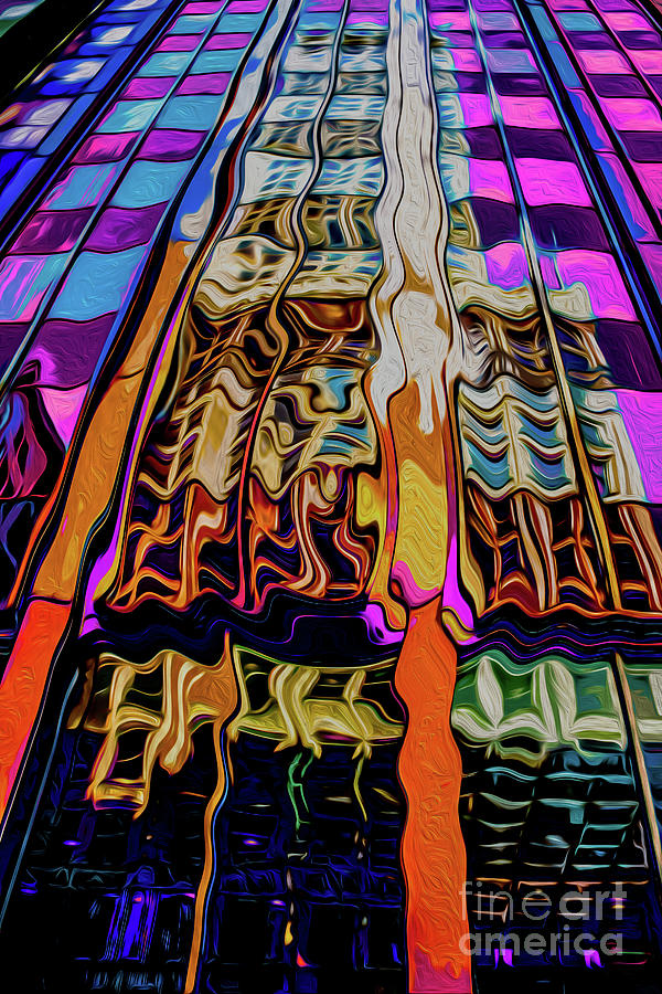Vintage 1920s ornate skyscraper reflected in modern glass and st Digital Art by Susan Vineyard