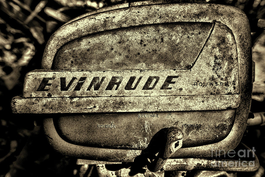 Vintage 1955 Evinrude Outboard seen better days sepia Photograph by Paul Ward