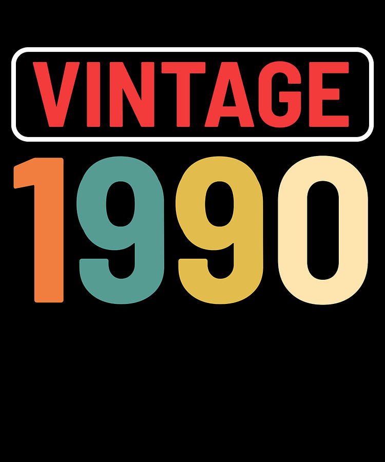 Vintage 1990 Retro Birthday Classic Anniversary Painting by Amango