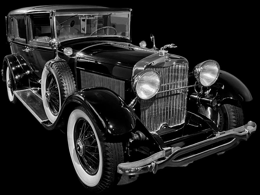 Vintage 30s Lincoln bw Photograph by Jerry Abbott