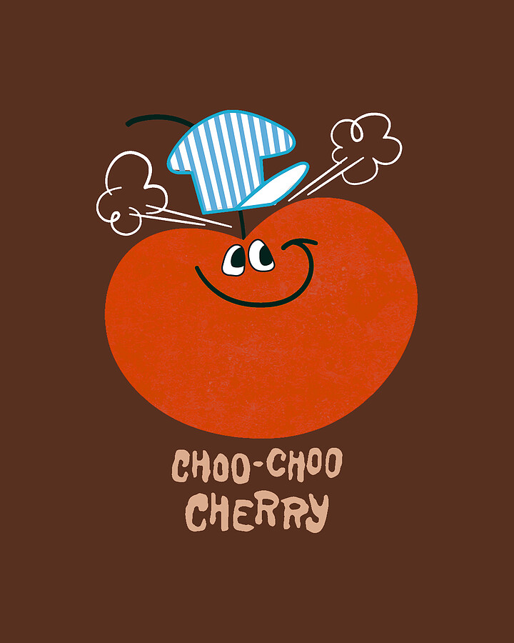 Vintage 60s Funny Face Drink Mix Character ChooChoo Cherry Digital Art