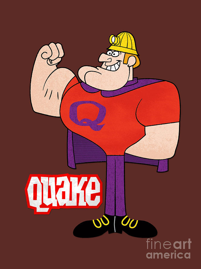 Cereal Digital Art - Vintage 60s Quake Cereal Character with Logotype by Glen Evans