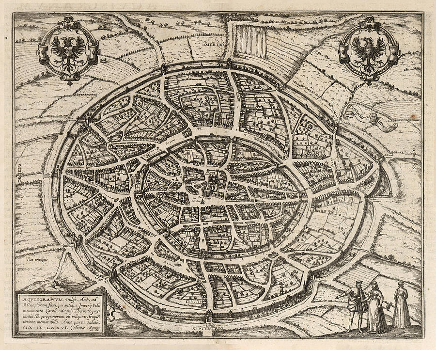 Vintage Aachen Germany Map 1577 Vintage City of Aken Atlas Digital Art by Adam Shaw