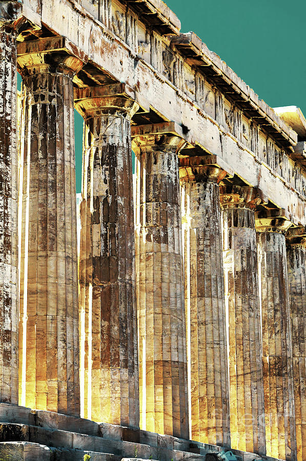 Vintage Acropolis Columns in Athens Photograph by John Rizzuto