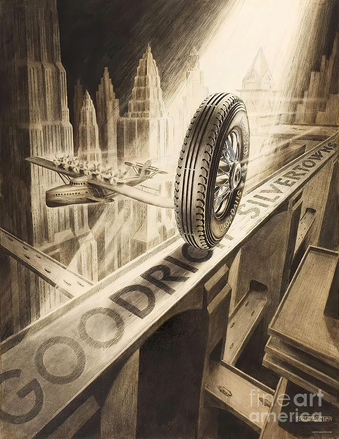 Vintage advertisement for Goodrich Silverstone tires Drawing by Retrographs