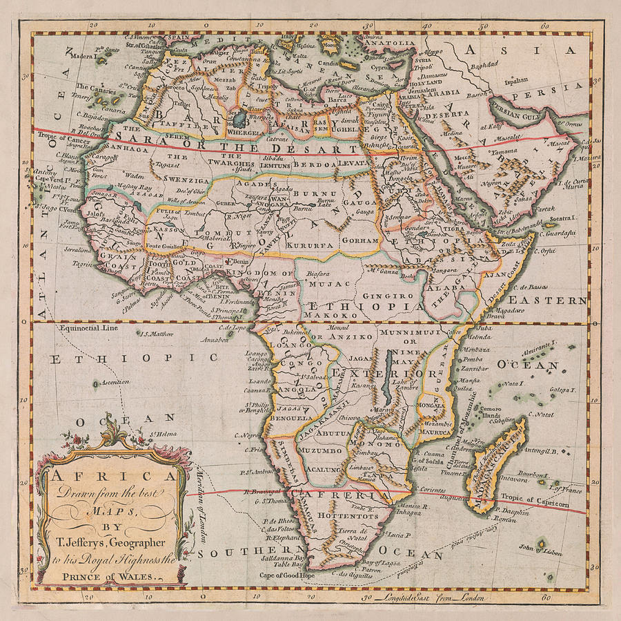 Vintage Africa Map 1770 Vintage African Continent Atlas Digital Art by Adam Shaw