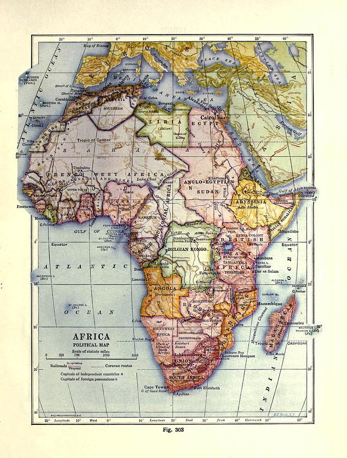 Vintage Africa Map 1921 Drawing by Adam Shaw | Pixels