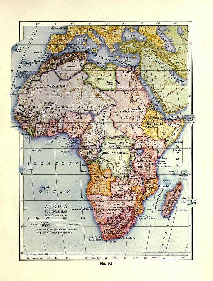 Vintage Africa Map 1921 Painting by Stewart Reid - Fine Art America