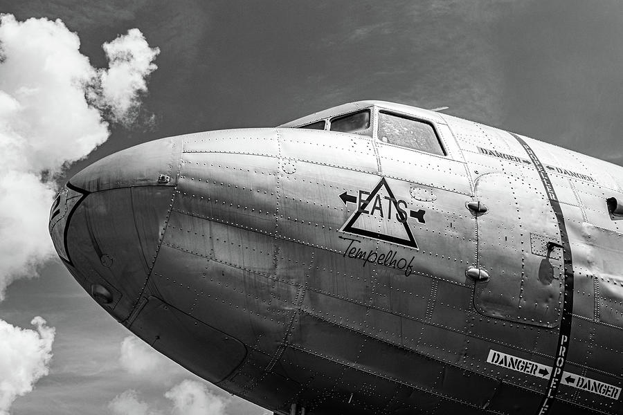 Vintage Airplane Cockpit Metal Flight Black And White Photograph by Aaron Geraud