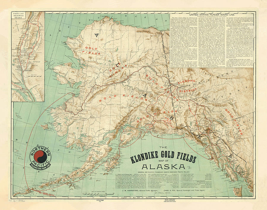 Vintage Alaska Gold Fields Map 1898 Drawing by Adam Shaw