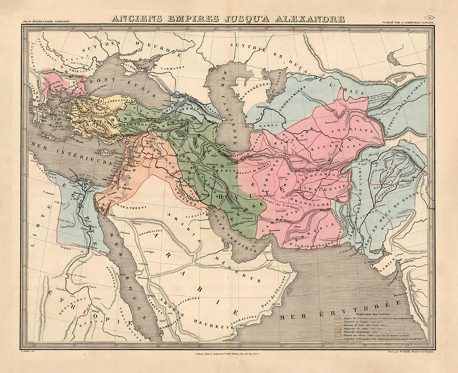 Vintage Alexander The Great Empire Map 1838 Drawing by Adam Shaw