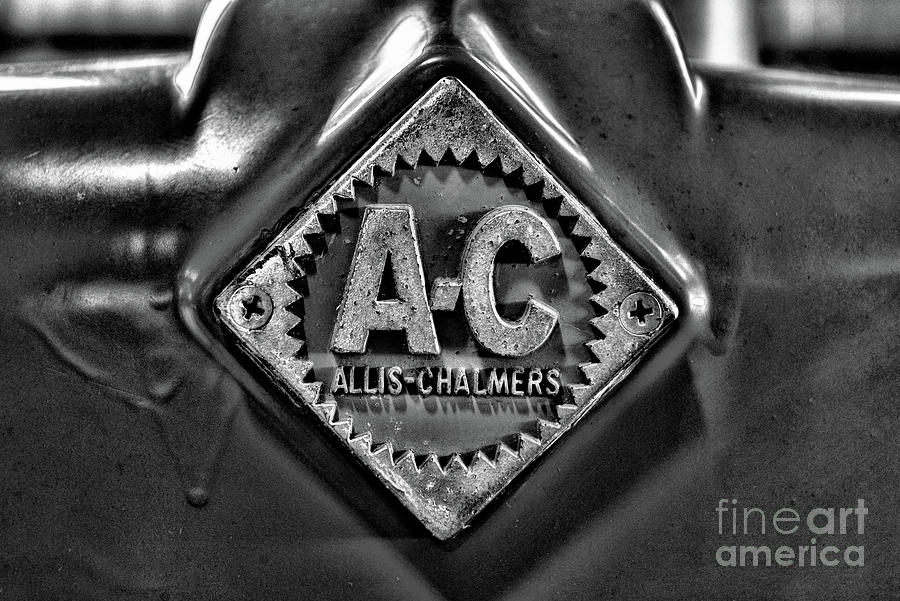 Vintage Allis Chalmers Tractor Badge in Black and white Photograph by Paul Ward