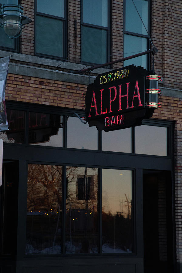 Vintage Alpha Bar sign in Sault Ste. Marie Michigan Photograph by Eldon McGraw