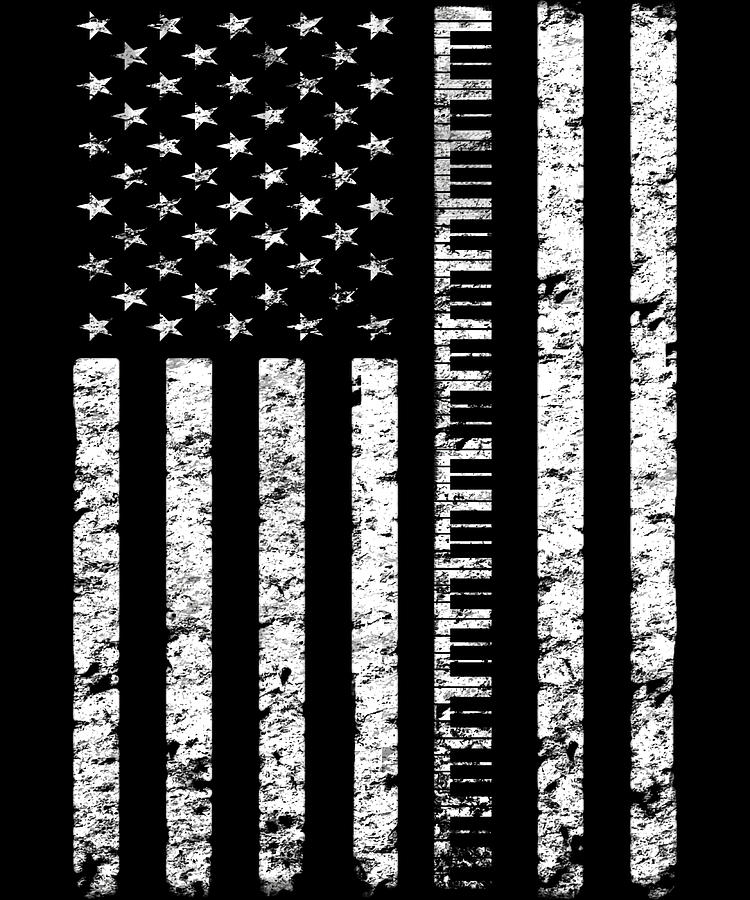 Vintage American Flag Keyboard Piano Keys Art by Painting by Saunders ...