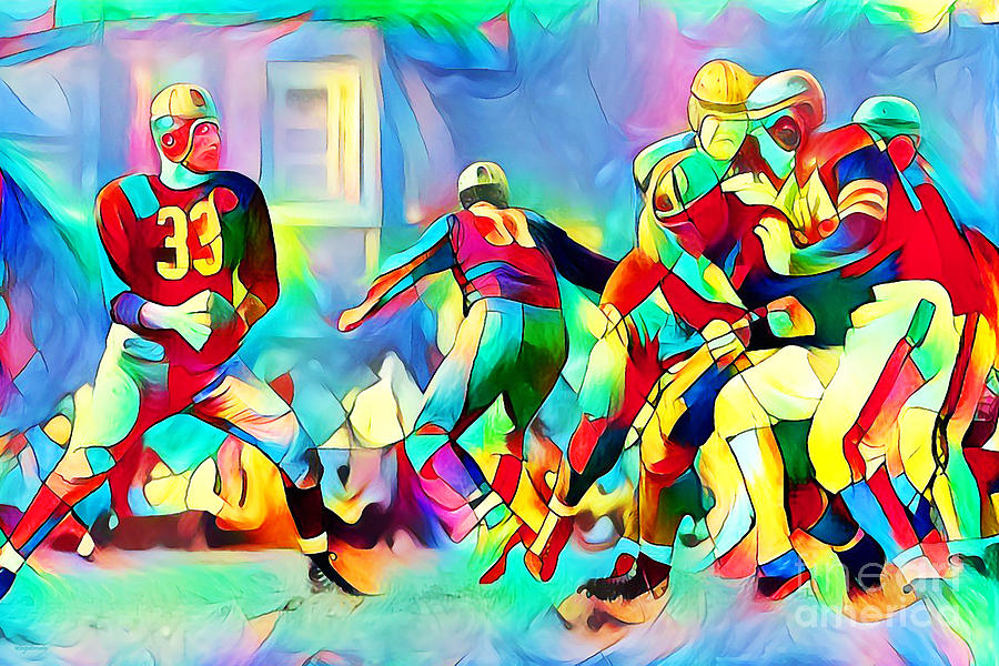 Vintage American Football in Vibrant Painterly Colors 20200516 Photograph by Wingsdomain Art and Photography