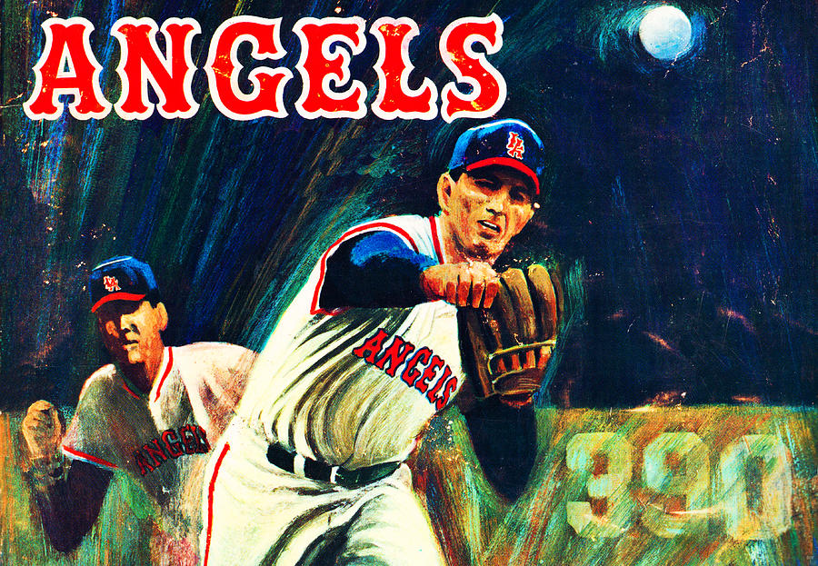 Vintage Angels Baseball Art Mixed Media by Row One Brand