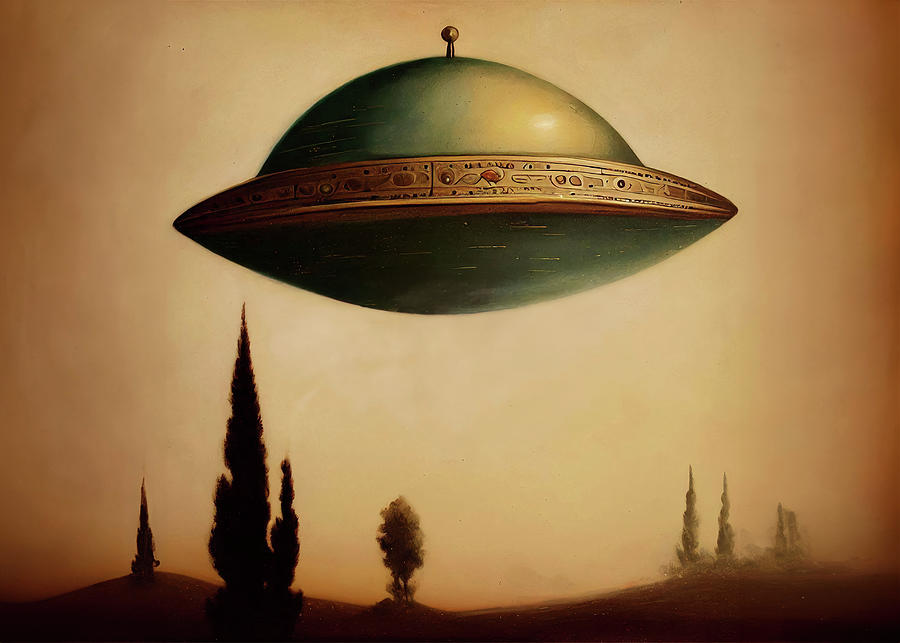 Vintage Antique UFO Art Painting Digital Art by Wyatt Keller - Fine Art ...