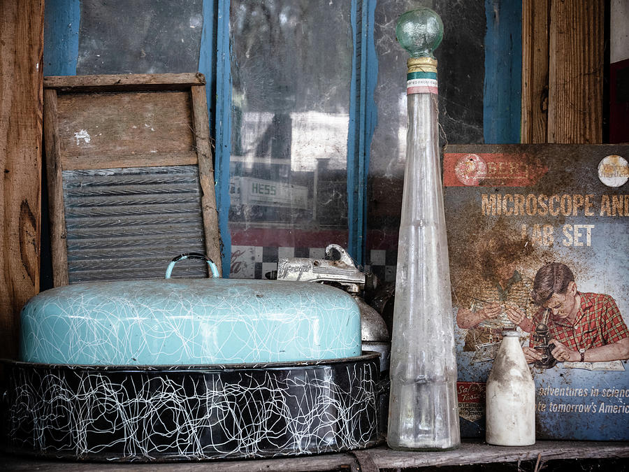 Vintage Antiques at the Island Grove Shell Station, Florida Photograph by Dawna Moore Photography