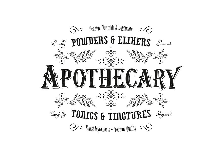 Vintage Apothecary Sign - Wide Digital Art by Penny And Horse - Fine