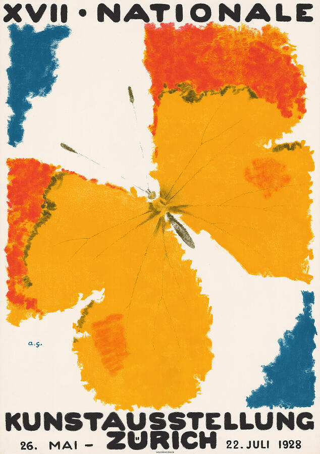 Vintage art exhibition advertisement poster with yellow butterfly by Augusto Giacometti Painting by Augusto Giacometti Vintage art exhibition advertisement poster with yellow butterfly by Augusto Giacometti Painting by Augusto Giacometti