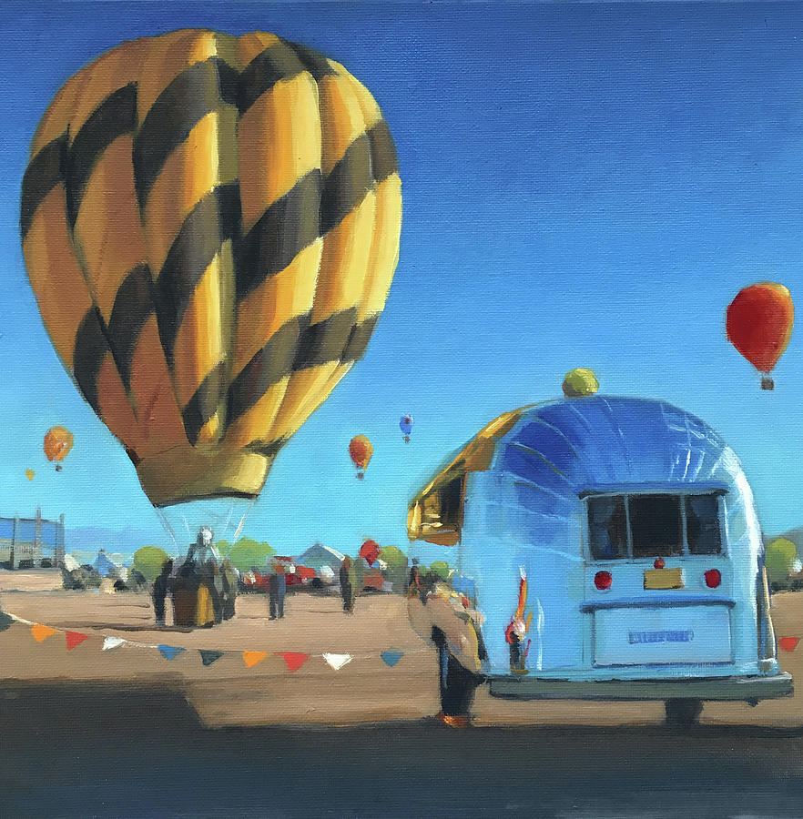 Vintage at the Albuquerque Balloon Fiesta Painting by Elizabeth Jose