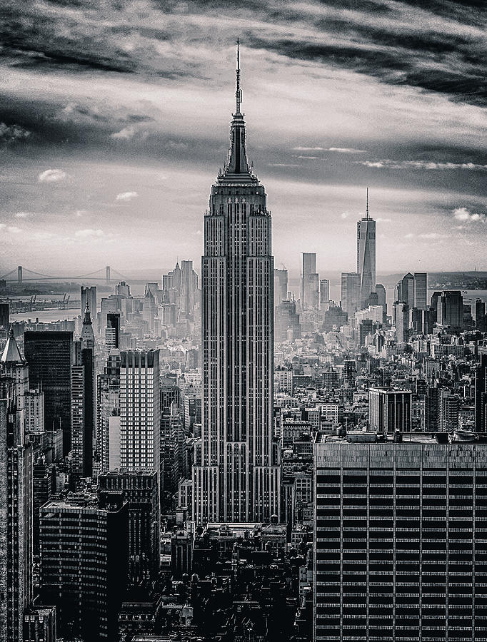 Vintage New York Skyline Empire State Building Photograph By Antique