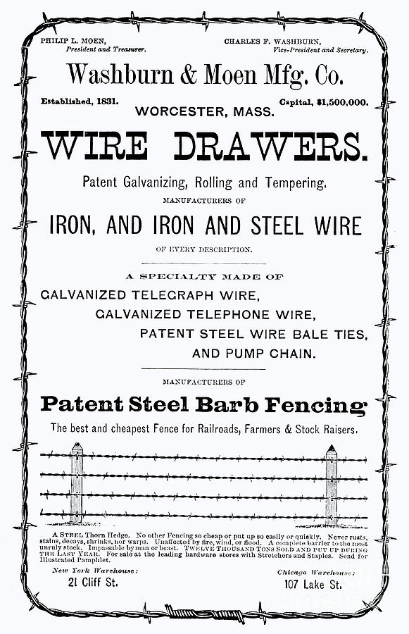 Art Print Barbed Wire Fencing Washburn and Moen Mfg. Co., Worcester Mass 1881 Mixed Media by Gary Roberts Art Print Barbed Wire Fencing Washburn and Moen Mfg. Co., Worcester Mass 1881 Mixed Media by Gary Roberts