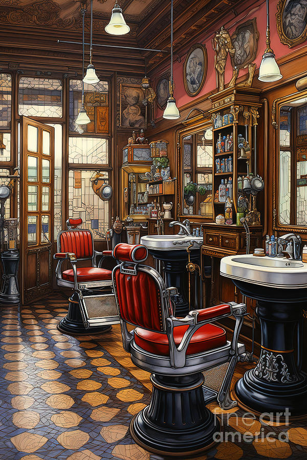 Vintage Barber Shop Series 2 Digital Art by Carlos Diaz